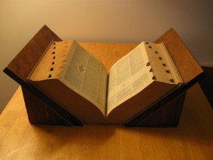 Here's an example of an angled book stand